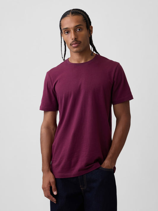 Mor Klasik Bisiklet Yaka T-shirt