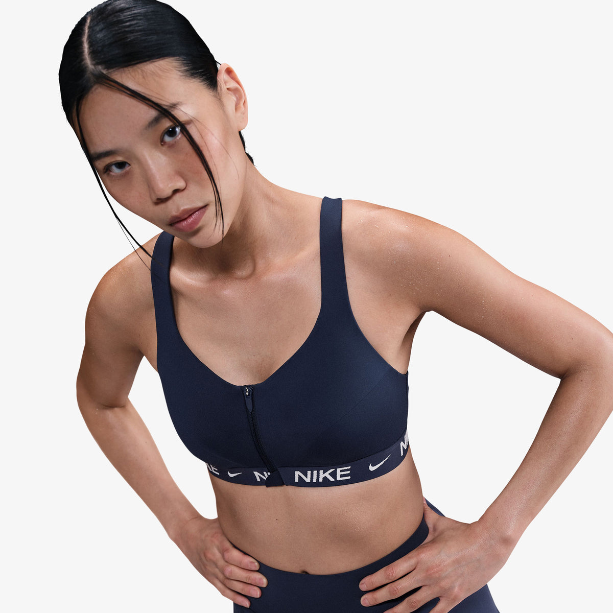 Nike Indy High Support Front-zip Sports Kadın Siyah Antrenman Bra