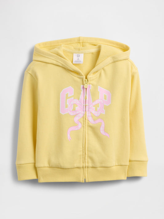 Sarı Relaxed Logo Fransız Havlu Kumaş Fermuarlı Sweatshirt