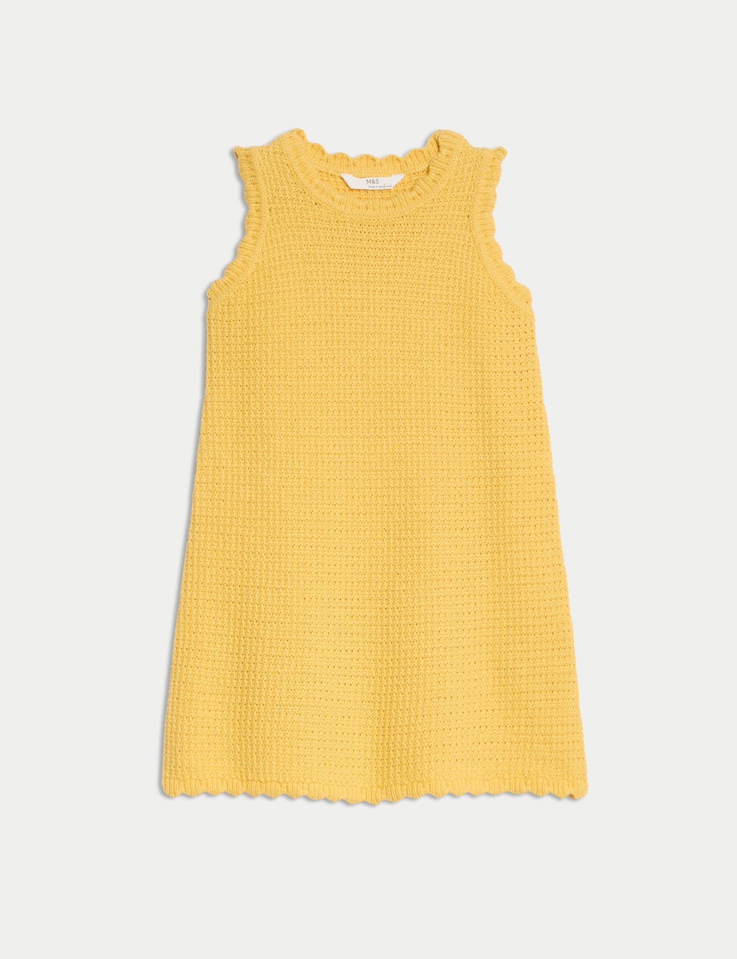 Saf Pamuk Crochet Tarzı Elbise (2–16 Yaş)