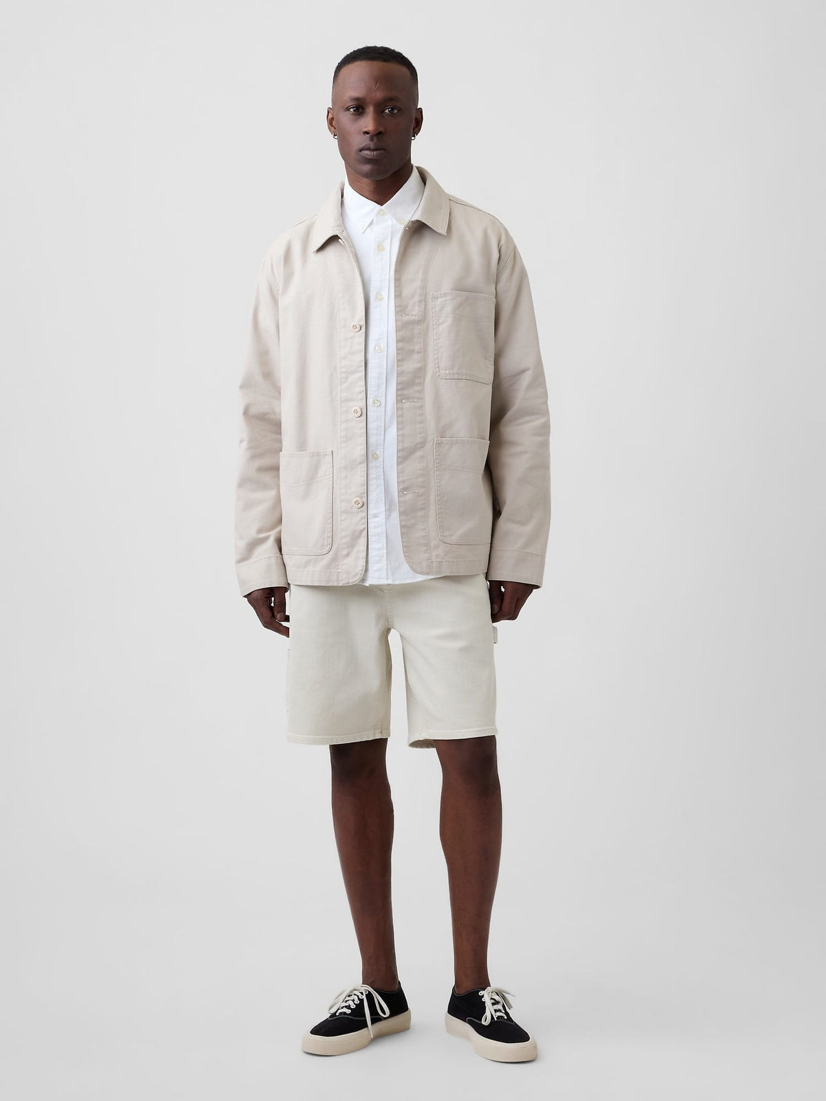 Kırık Beyaz Relaxed Twill Chore Ceket