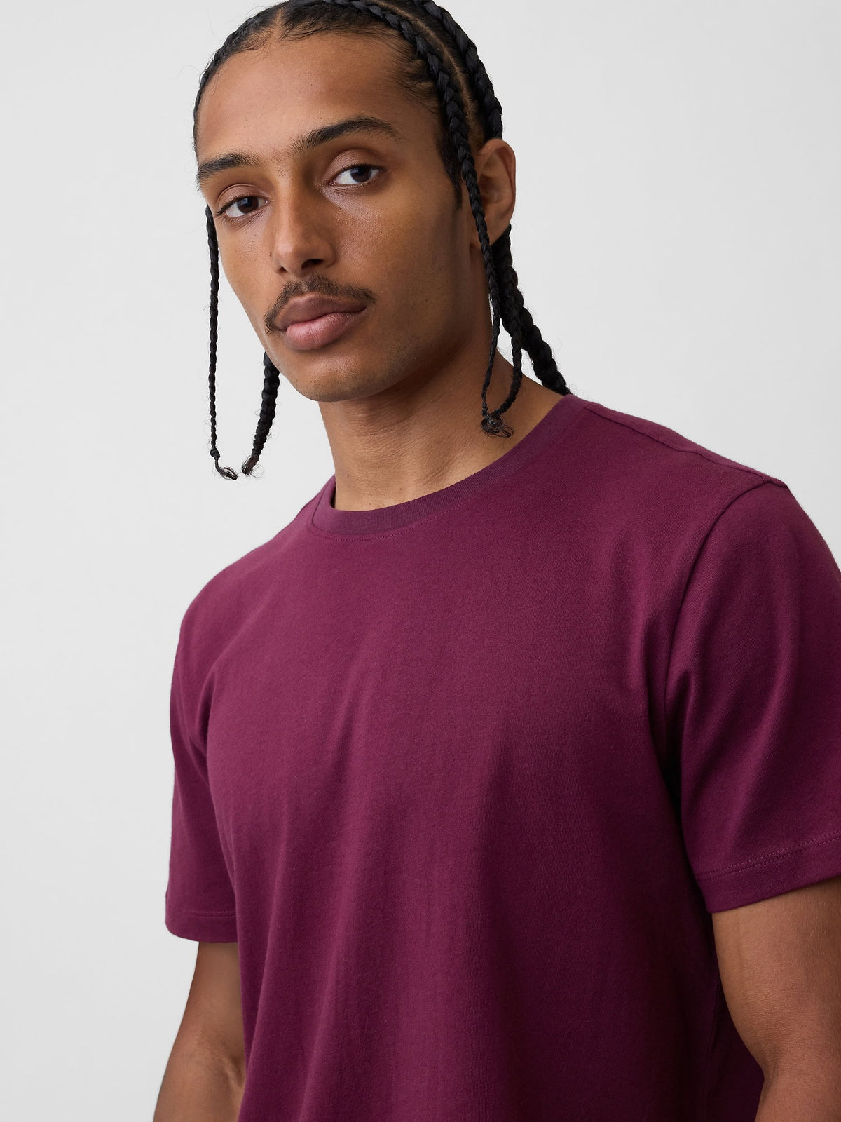 Mor Klasik Bisiklet Yaka T-shirt