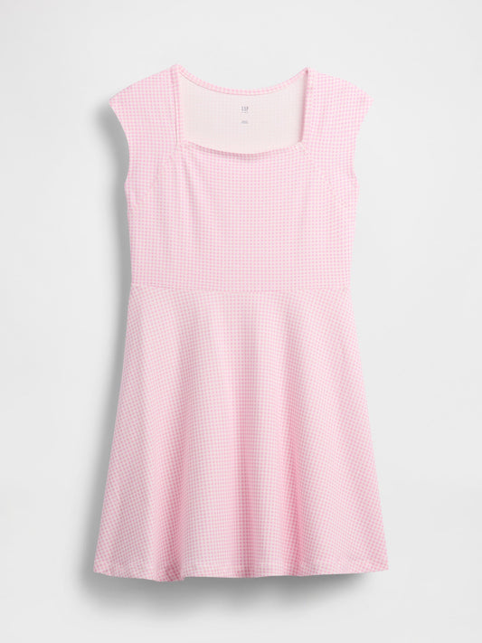 Pembe Jersey Kare Yaka Elbise