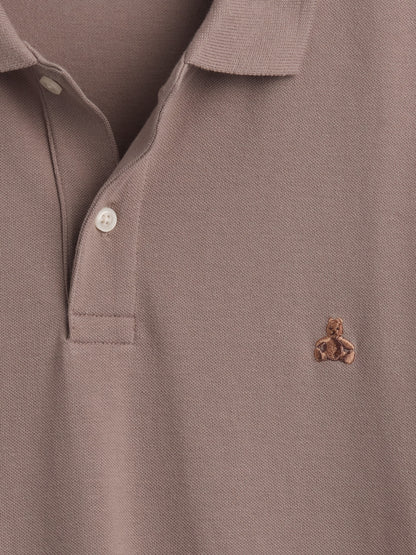 Kahverengi Stretch Pique Polo Yaka T-shirt