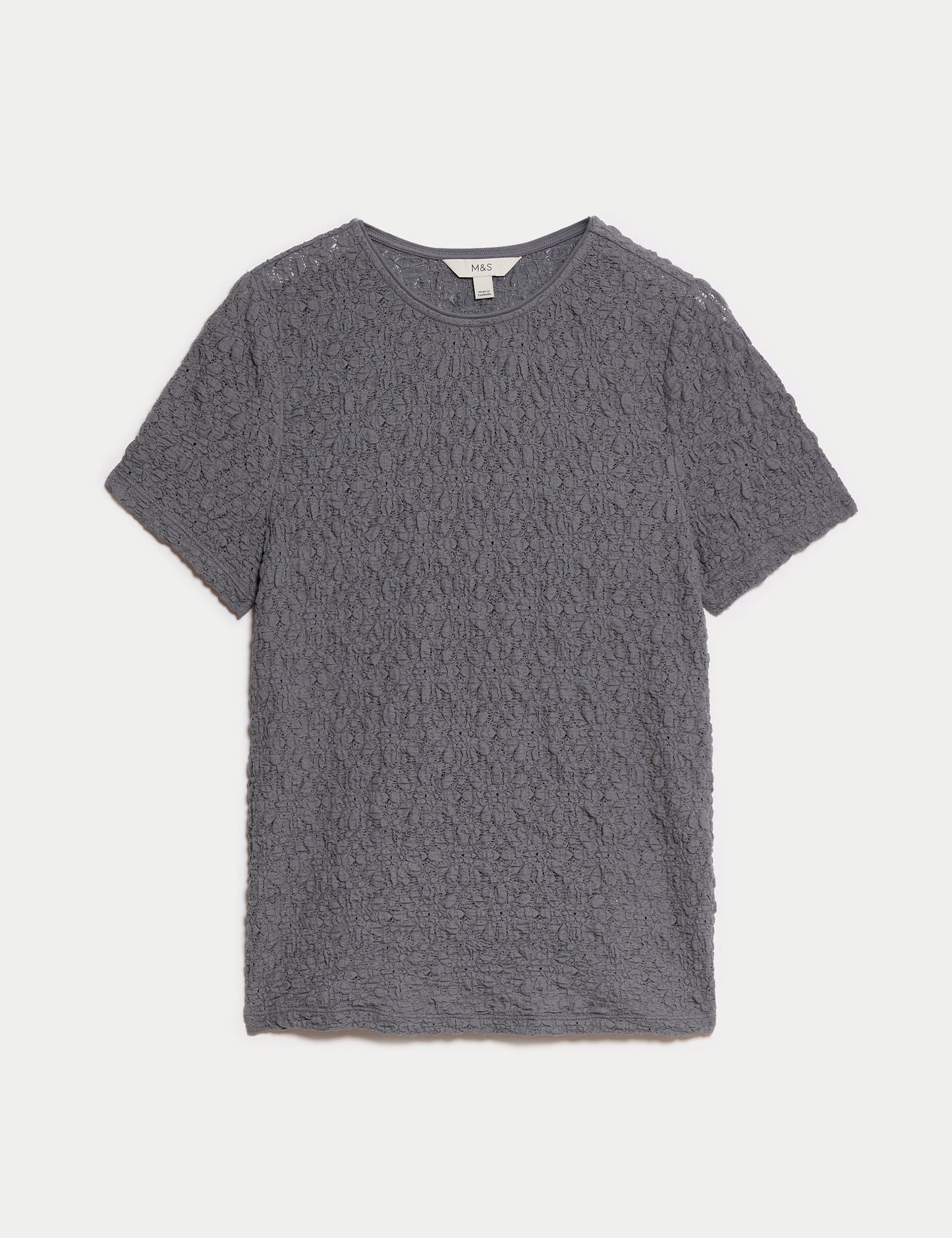 Pamuklu Dokulu Kısa Kollu T-shirt