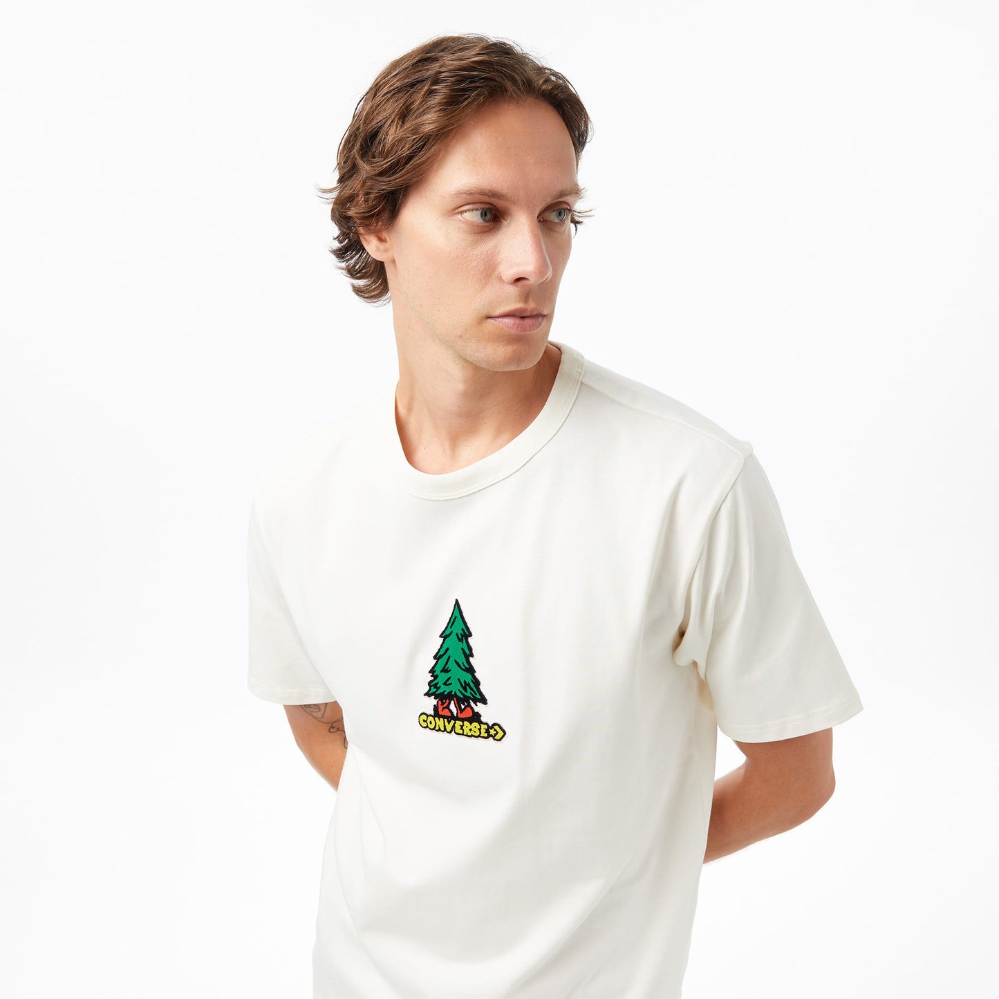 Converse Baskılı Erkek Krem T-shirt