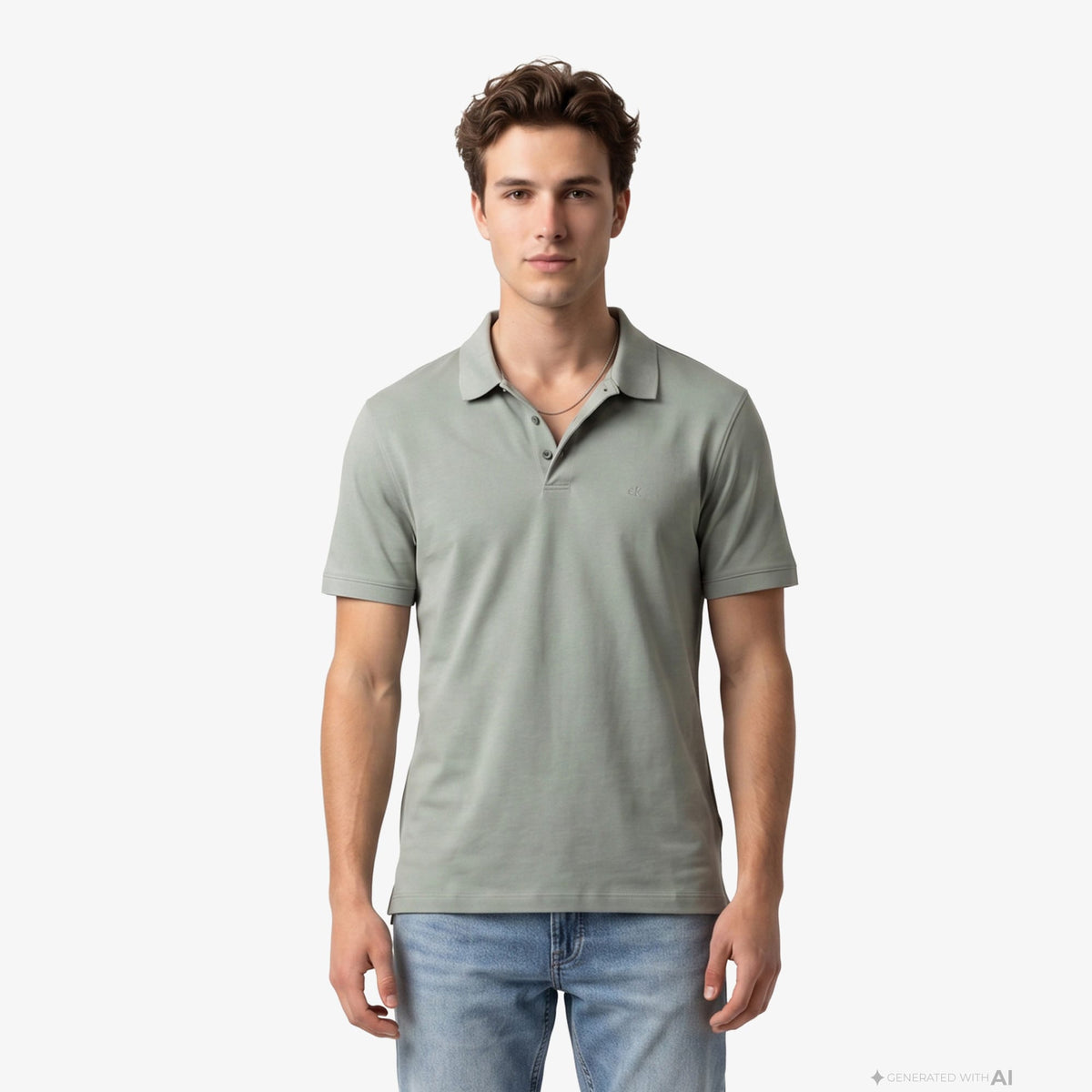 Calvin Klein Supima Chest Emb Erkek Bej Polo