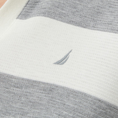 Nautica Kadın Gri Regular Fit Çizgili Polo Yaka T-shirt