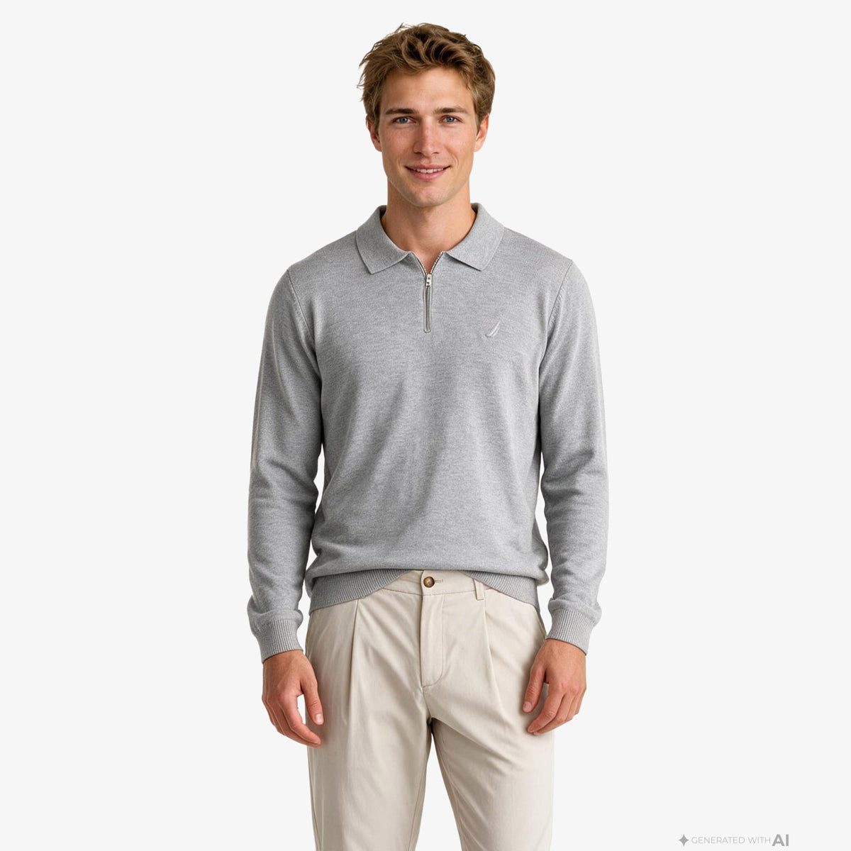 Nautica Erkek Gri Regular Fit Triko