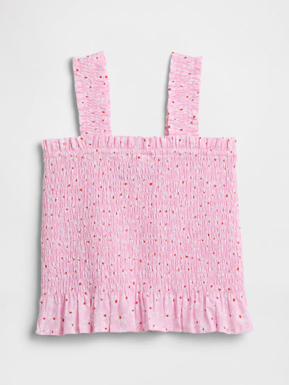 Pembe Smocked Peplum Bluz