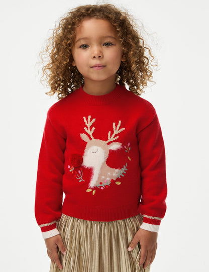 Geyik Desenli Christmas Kazak (1-8 Yaş)
