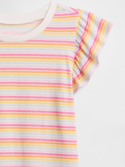 Çok Renkli Flutter Sleeve T-shirt