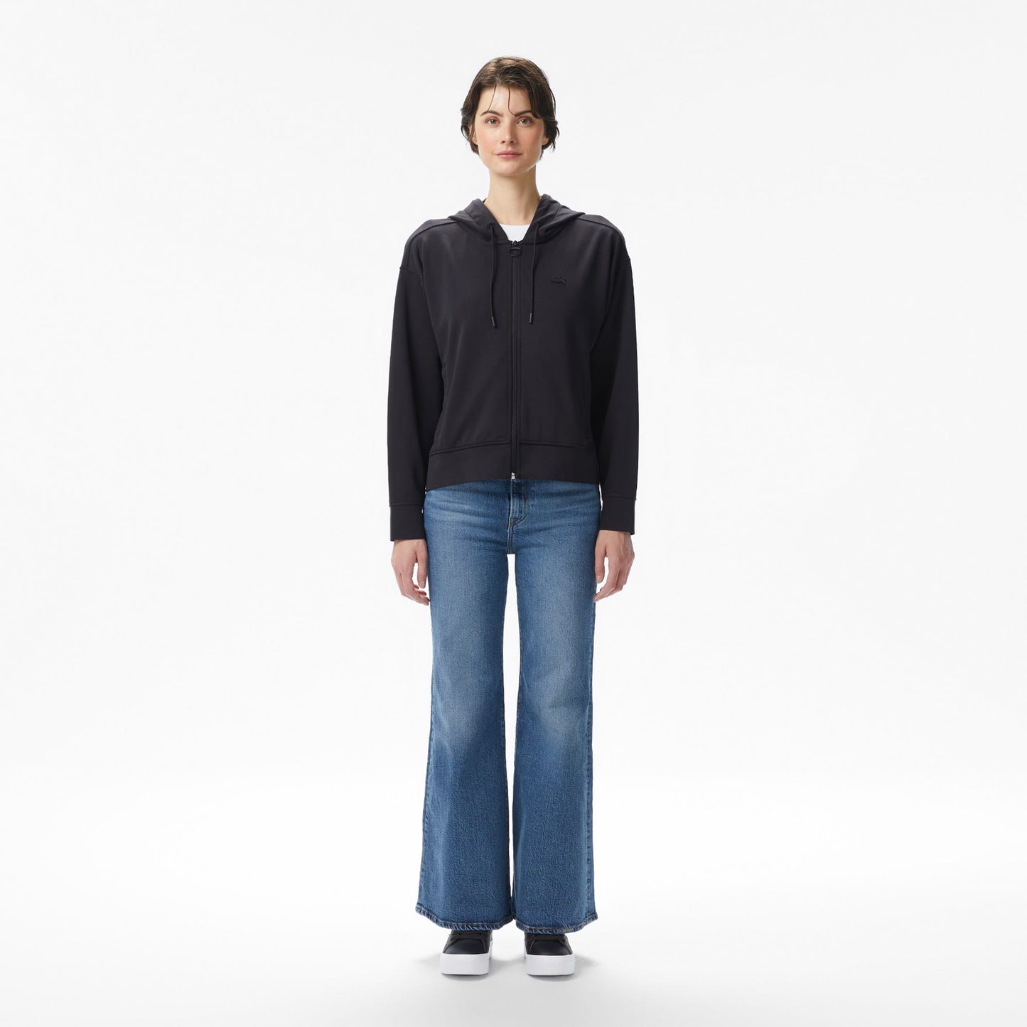 Lacoste Kadın Relaxed Fit Kapüşonlu Siyah Sweatshirt