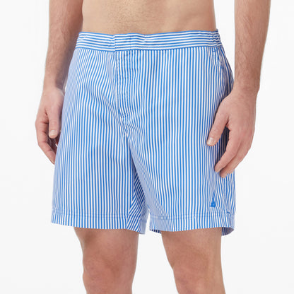 Nautica Erkek Mavi Regular Fit Çizgili Deniz Şortu