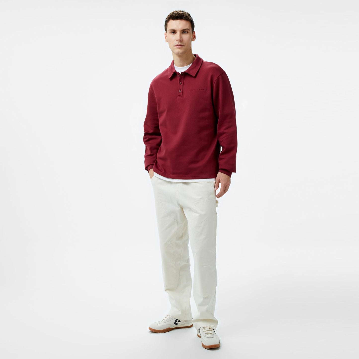 Les Benjamins Long Sleeve Polo 301 Erkek Bordo T-shirt