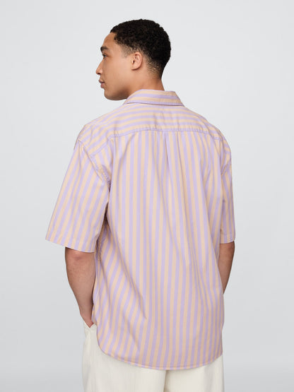 Açık Lila Organik Pamuk Oversize Poplin Gömlek