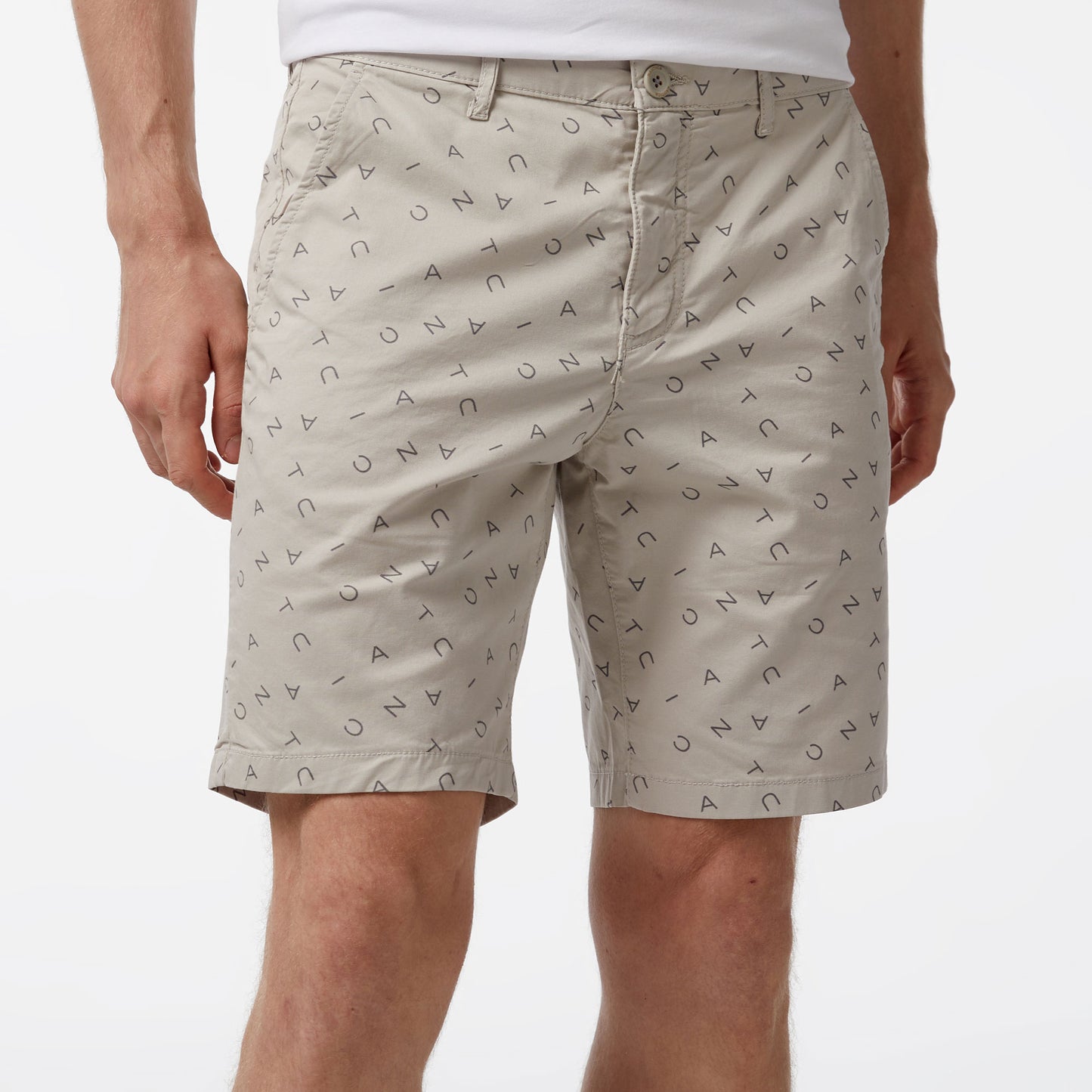 Nautica Erkek Gri Slim Fit Baskılı Bermuda
