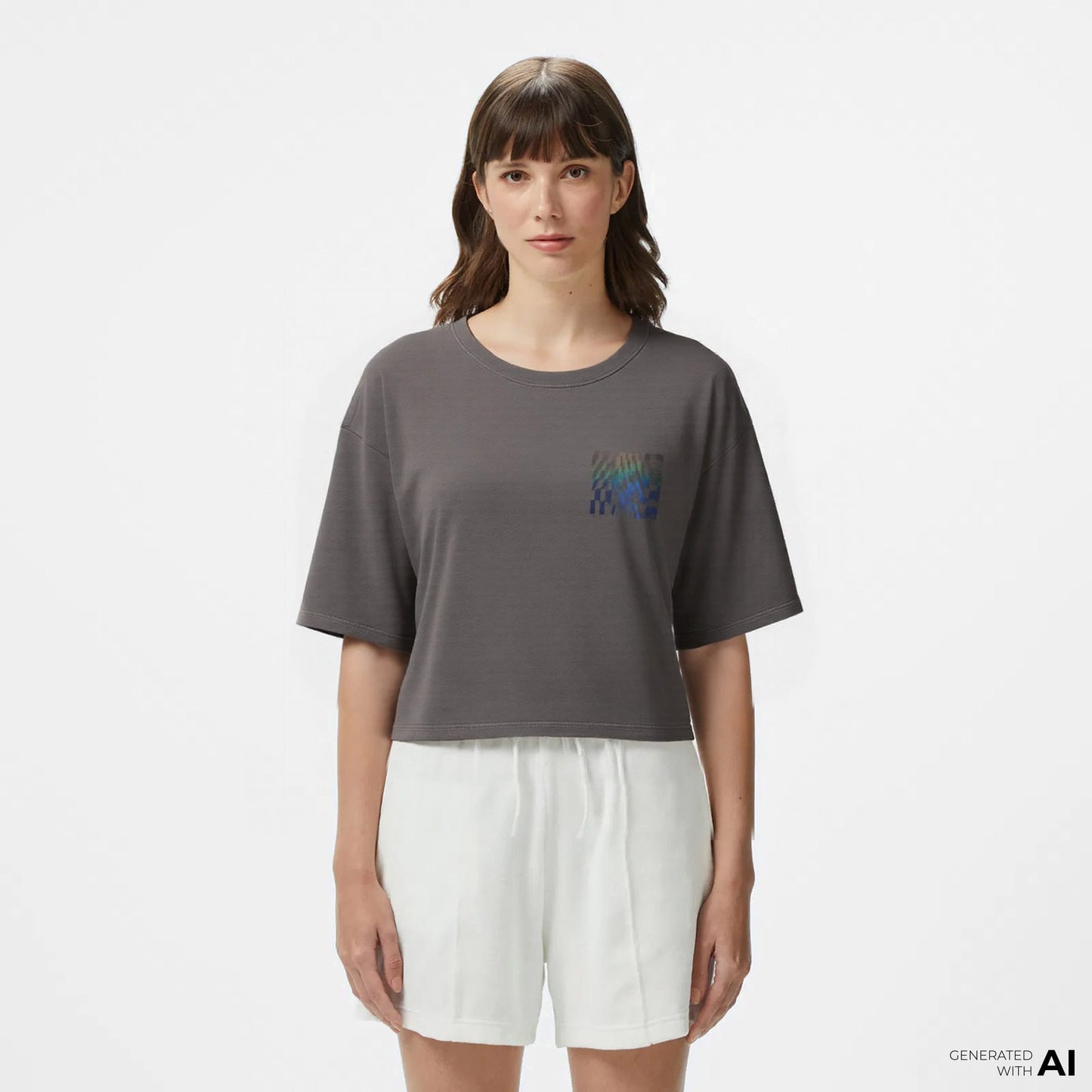 Vans Mte Wildthorn Reflective Boxy Kadın Gri T-shirt
