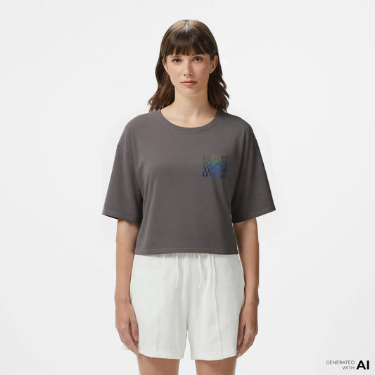Vans Mte Wildthorn Reflective Boxy Kadın Gri T-shirt