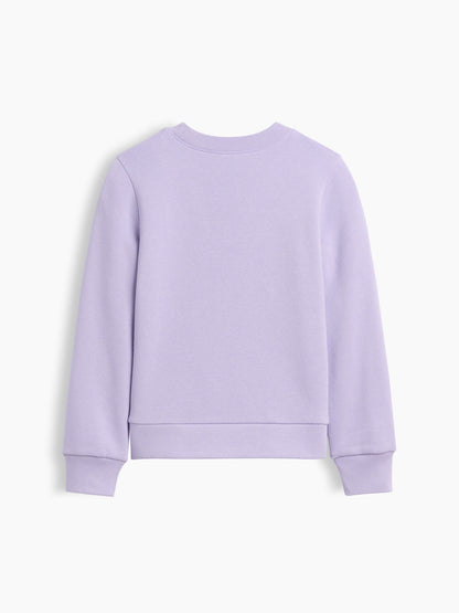 Lila Bisiklet Yaka Grafik Baskılı Sweatshirt