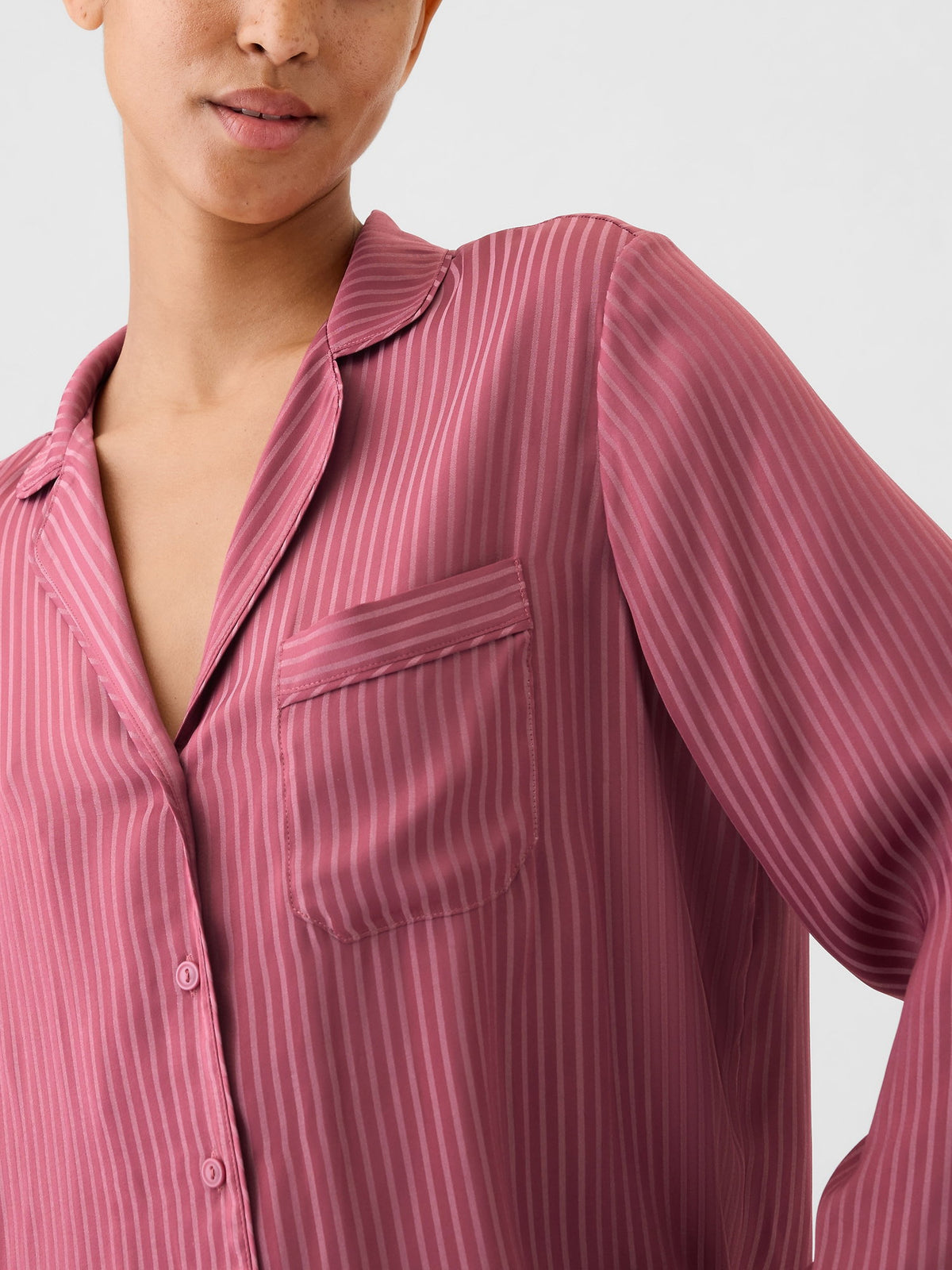 Pembe Saten Pijama Üstü