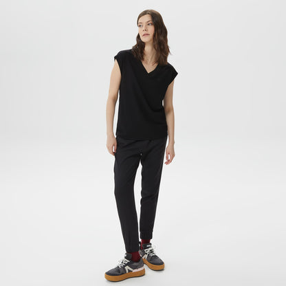 Lacoste Kadın Slim Fit V Yaka Siyah T-shirt