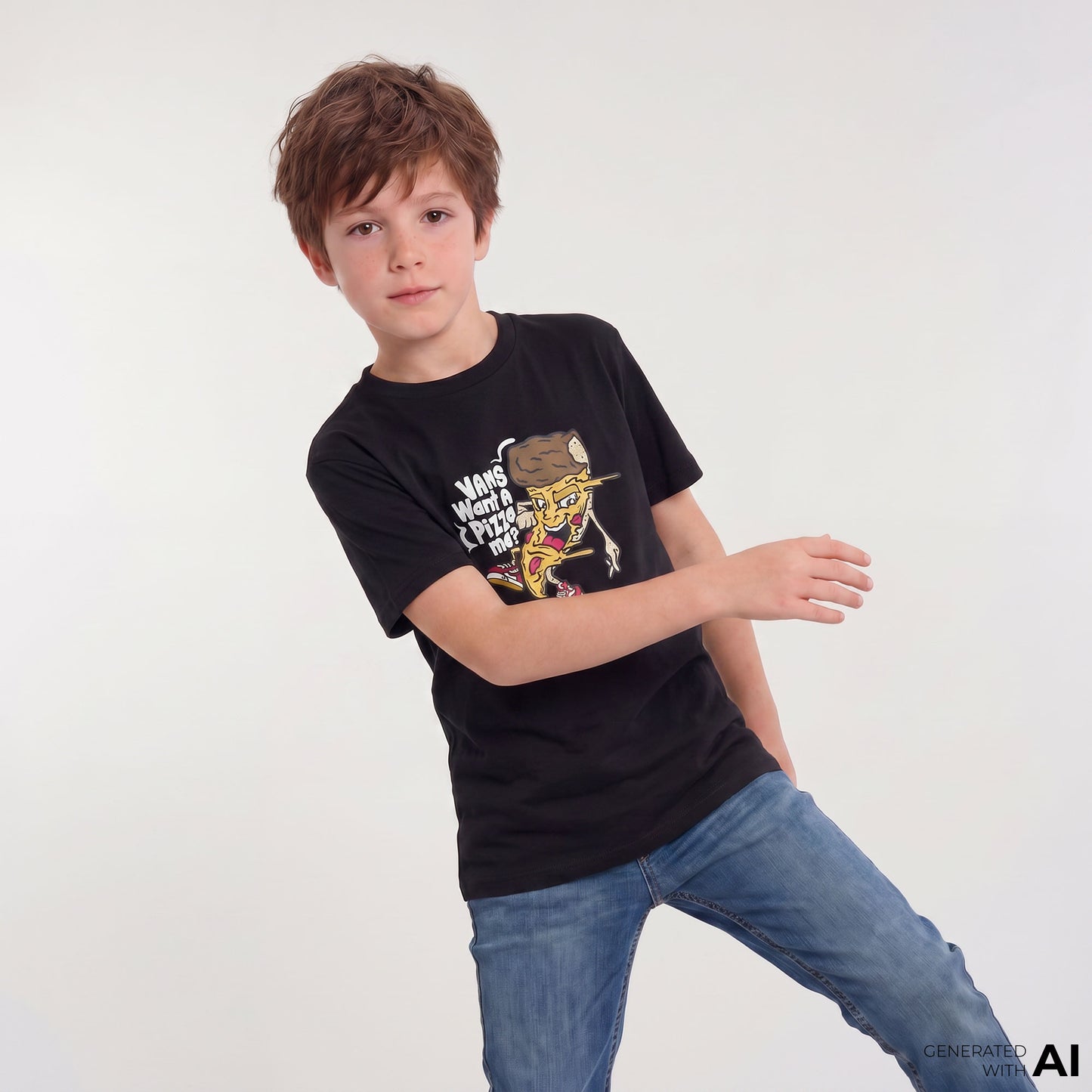 Vans Pizza Me Ss Çocuk Siyah T-shirt