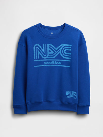 Kobalt Mavisi Relaxed Grafik Baskılı Sweatshirt