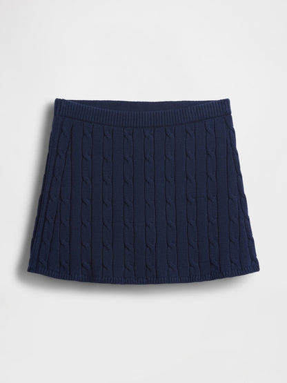 Lacivert 100% Pamuk Cable-knit Mini Şort