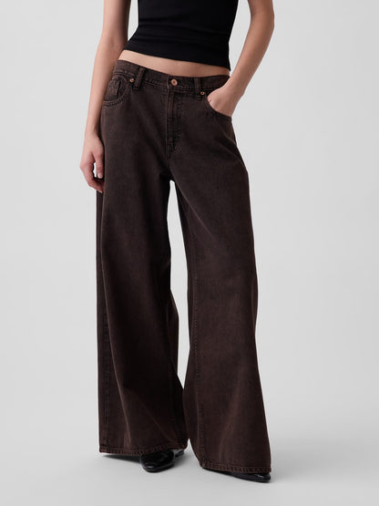 Kahverengi Low Slung Extra Baggy Jean Pantolon