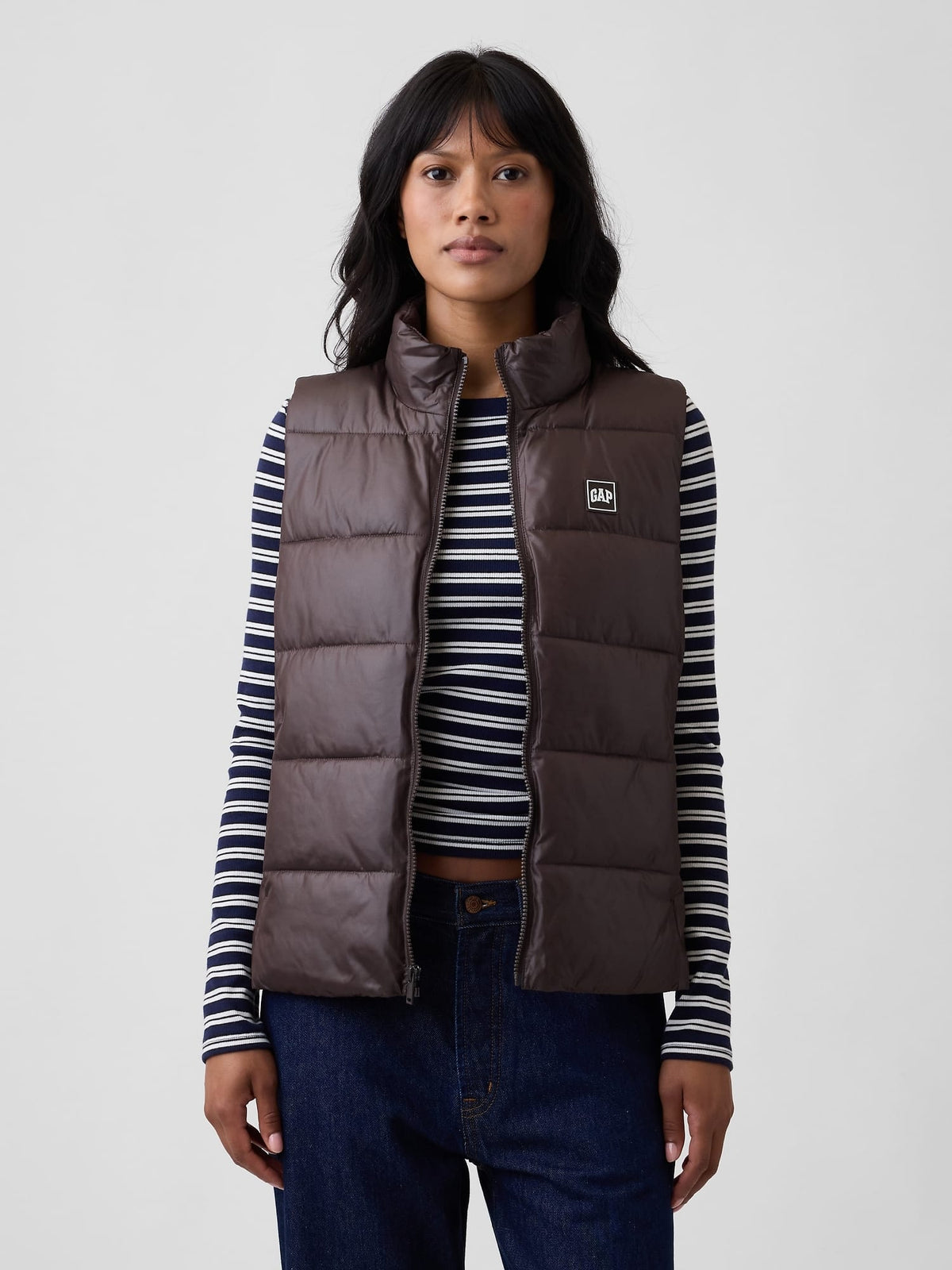 Kahverengi Relaxed Puffer Şişme Yelek