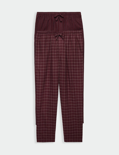 2'li Saf Pamuklu Desenli Pijama Altı Seti