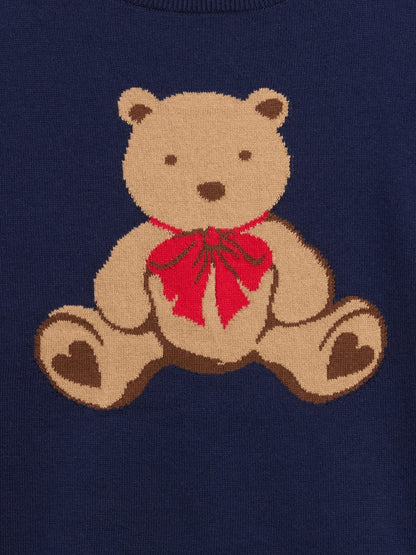 Lacivert Relaxed Intarsia Kazak