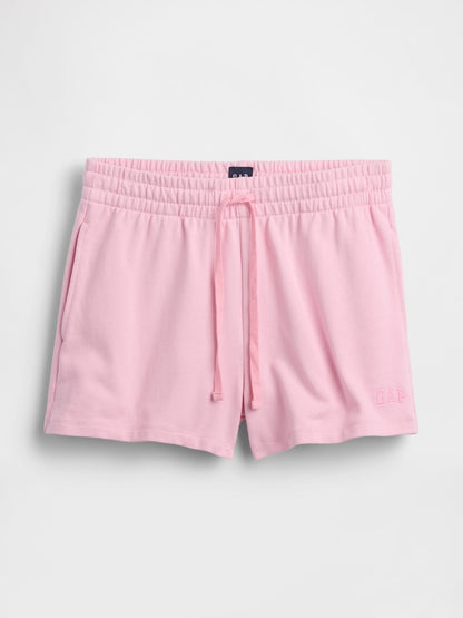 Pembe 3 Fransız Havlu Kumaş Relaxed Logo Sweat Şort