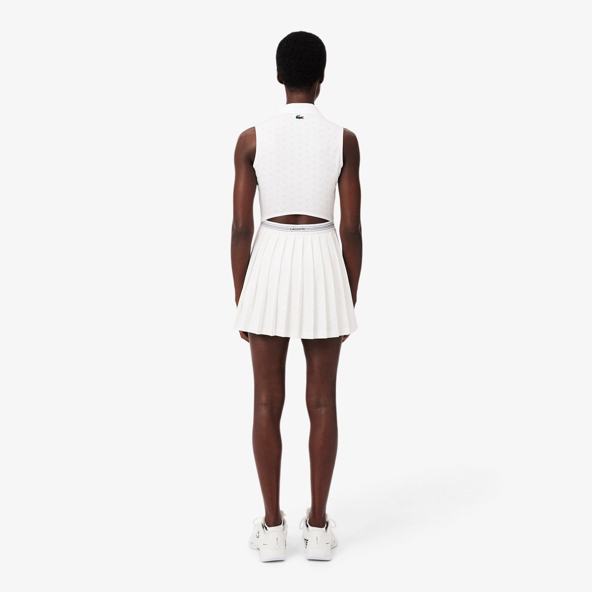 Lacoste Sport Kadın Slim Fit Kolsuz Polo Yaka Beyaz Elbise