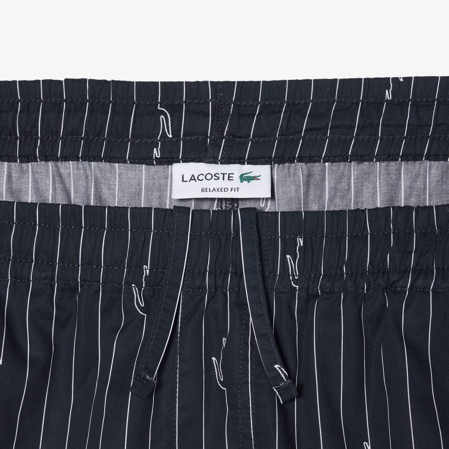 Lacoste Erkek Relaxed Fit Çizgili Siyah Şort