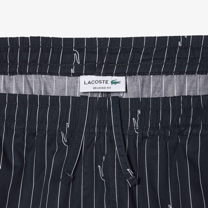 Lacoste Erkek Relaxed Fit Çizgili Siyah Şort