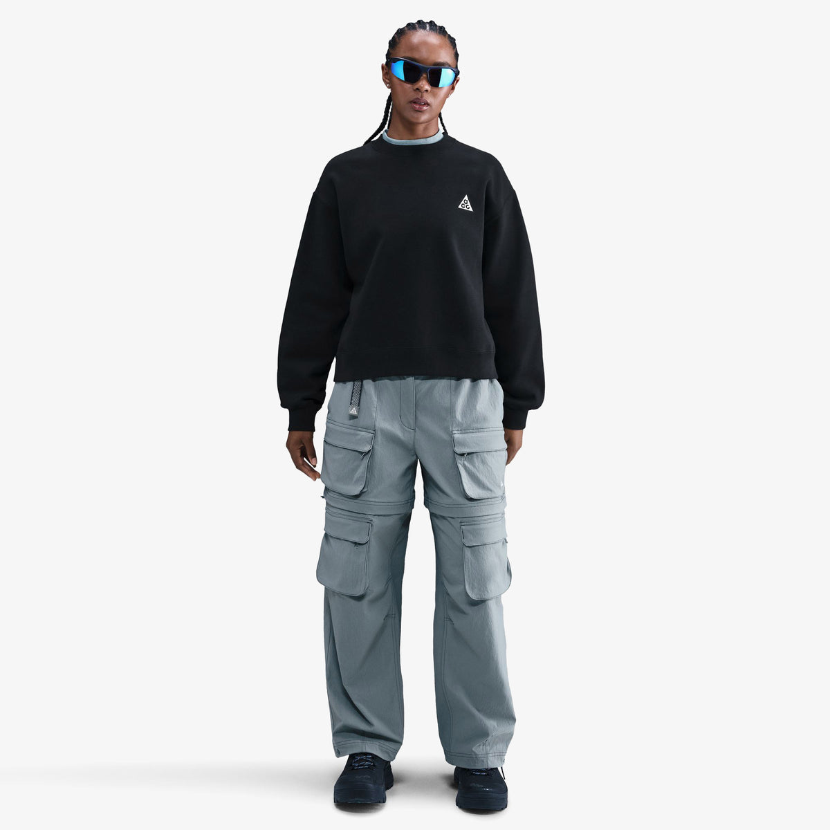 Nike Acg Therma Fit Tuff Fleece Crew Kadın Siyah Sweatshirt