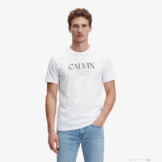 Calvin Klein 20s Graphic Erkek Beyaz T-shirt