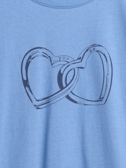 Mavi Relaxed Grafik Baskılı T-shirt