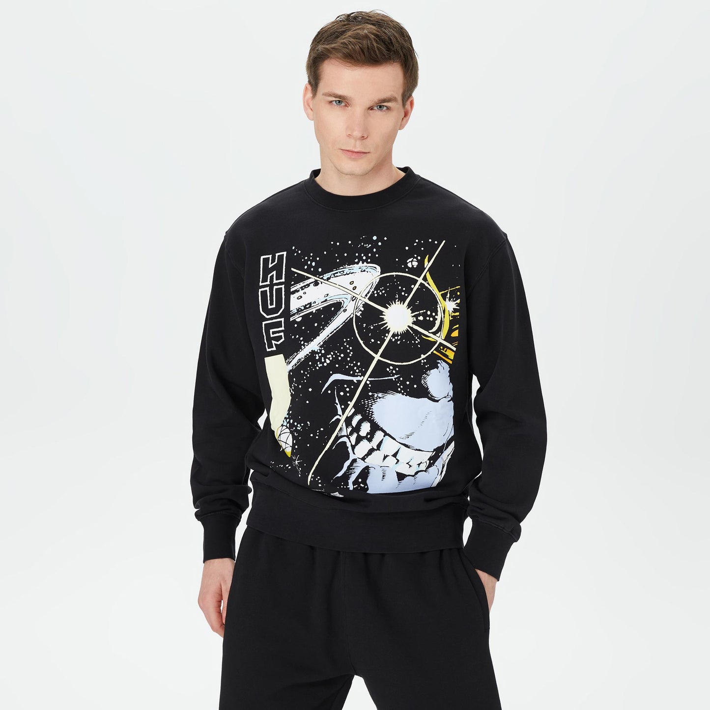 Huf Thanos Eye Washed Erkek Siyah Sweatshirt