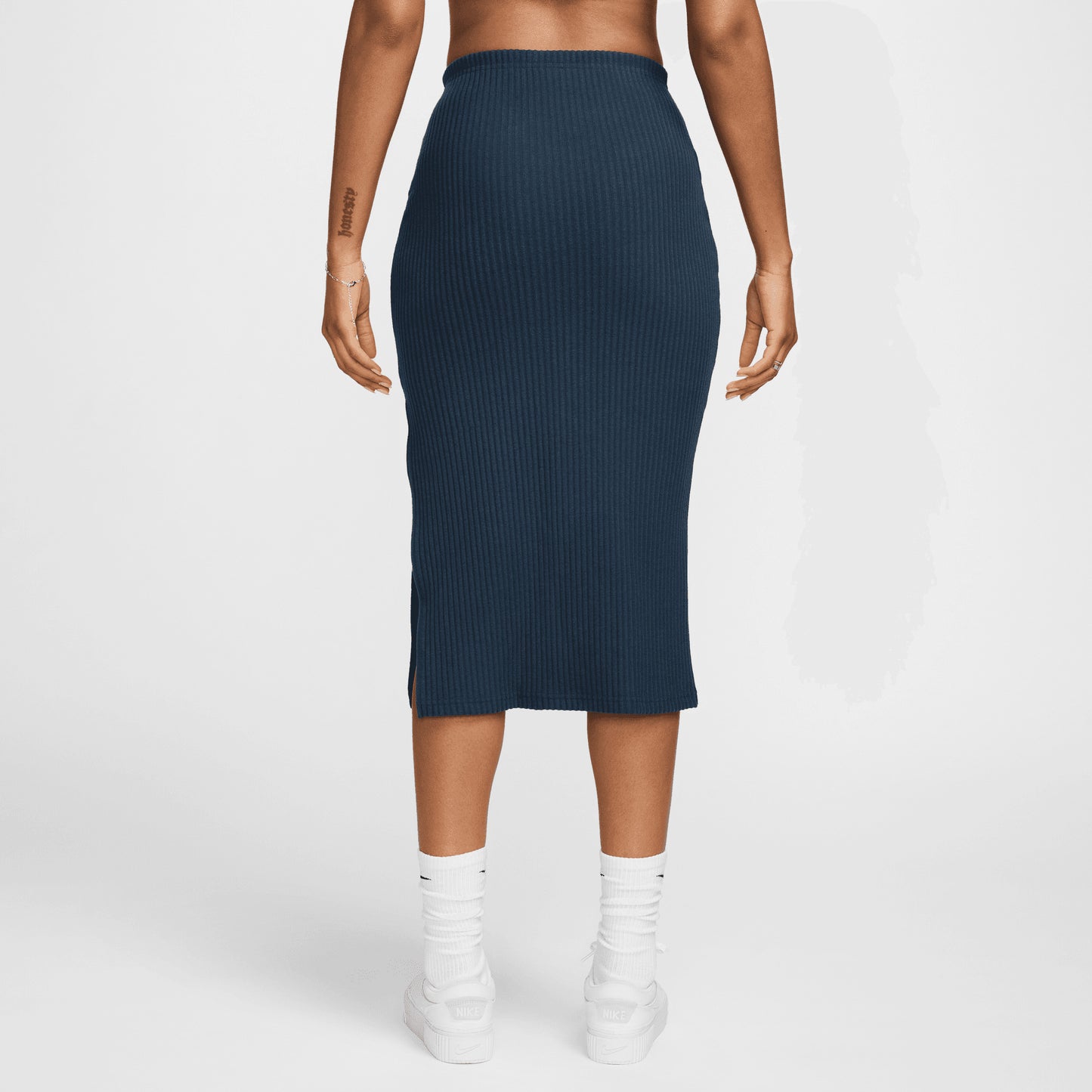 Nike Sportswear Chill Rib Kadın Mavi Slim Midi Etek