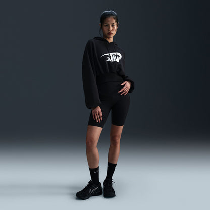 Nike Oversized Sportswear Fleece Cropped Kadın Siyah Günlük Sweatshirt