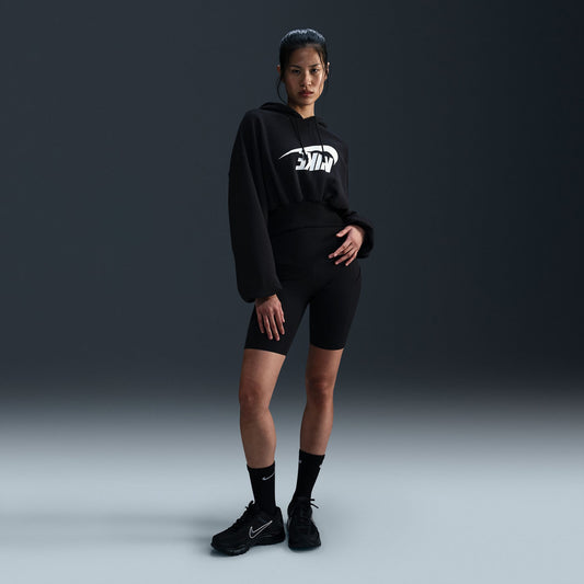 Nike Oversized Sportswear Fleece Cropped Kadın Siyah Günlük Sweatshirt