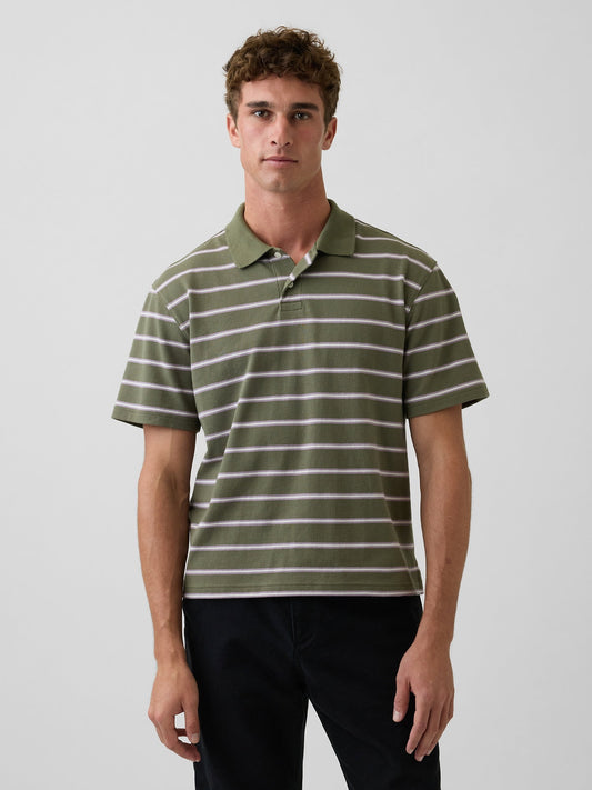 Yeşil Relaxed Pique Polo T-shirt