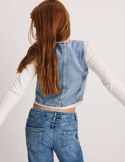 Pamuklu Denim Yelek