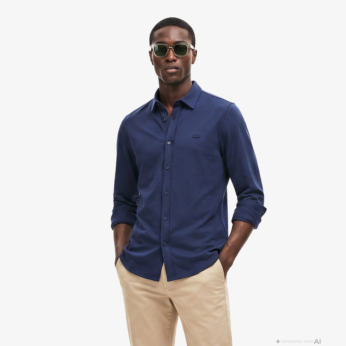 Lacoste Slim Fit Erkek Lacivert Gömlek