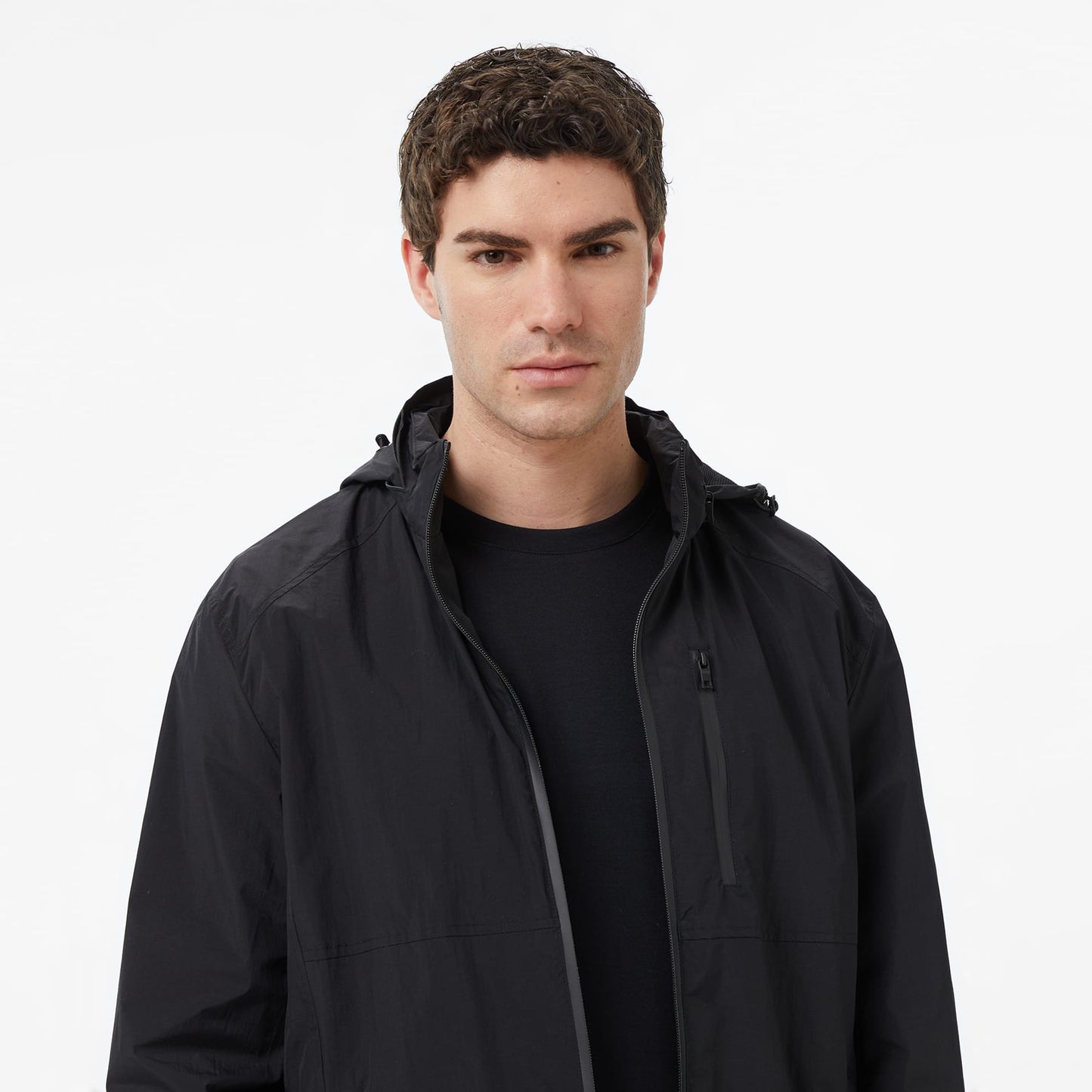 Nautica Erkek Siyah Regular Fit Dik Yaka Gizli Kapüşonlu Su Itici Mont