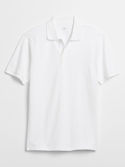Beyaz Pique Polo Yaka T-shirt