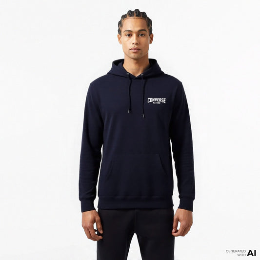 Converse Classic Erkek Grafik Baskılı Siyah Hoodie